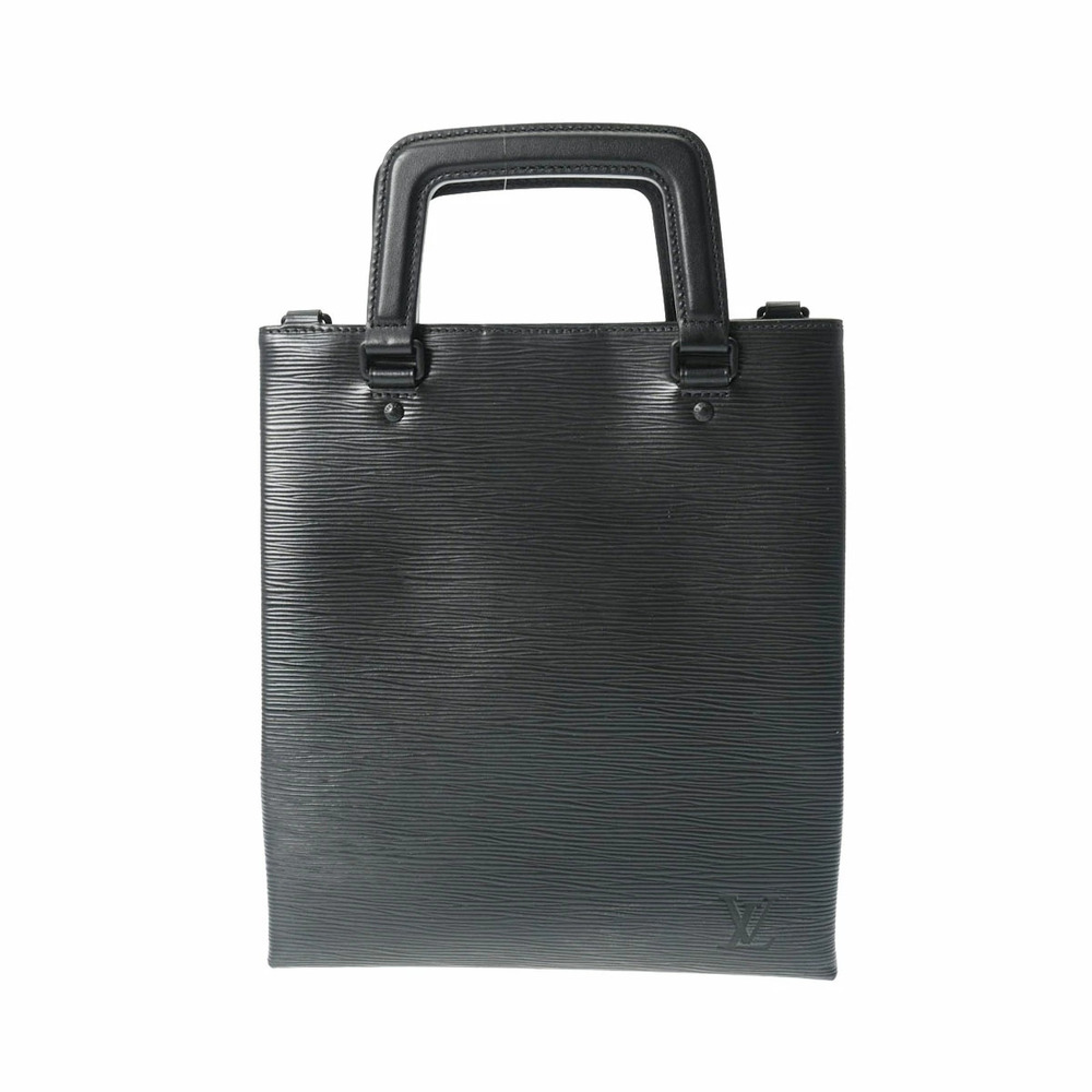LOUIS VUITTON Epi Sac Plat Fold Black Leather Tote Bag